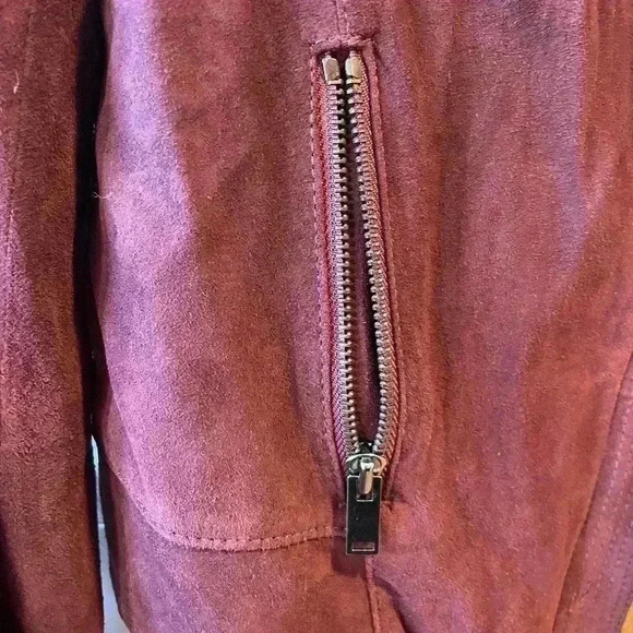 100 % Suede Wine/Rust Ann Taylor Jacket Size Extra Small-NWOT - Picture 4 of 8